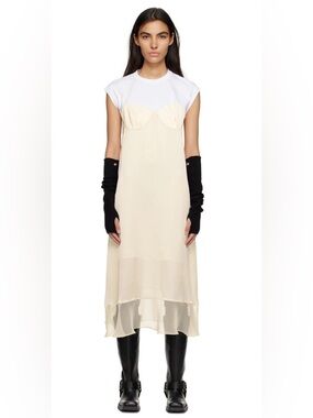 NWT Sacai Jersey and Silk Midi dress w/slip sz L (10)